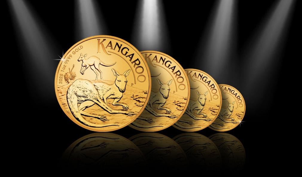 Investieren und in die Ferne schweifen mit dem Australian Kangaroo in Gold, Silber und Platin