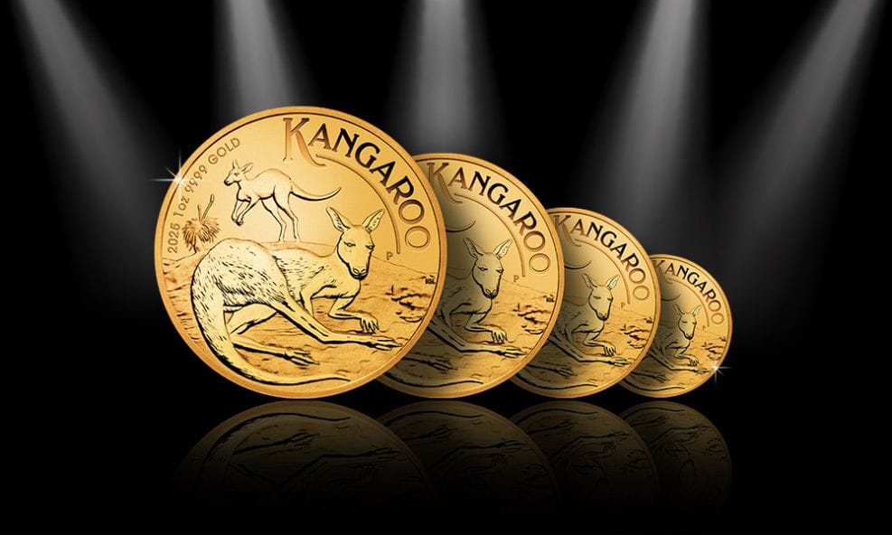 Investieren und in die Ferne schweifen mit dem Australian Kangaroo in Gold, Silber und Platin