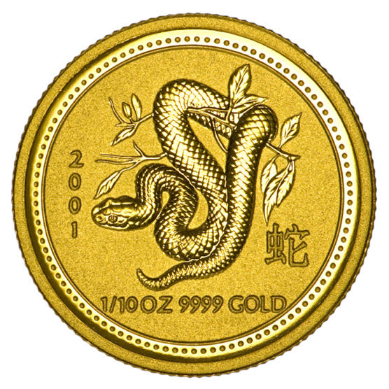 Goldmünze 1_10 Unze Australien Lunar I Schlange 2001_1