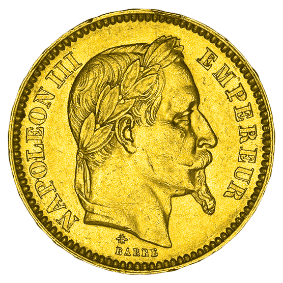 Goldmünze 20 Francs Frankreich Napoleon mit Kranz_1