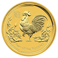Goldmünze 1_10 Unze Australien Lunar II Hahn 2017_1