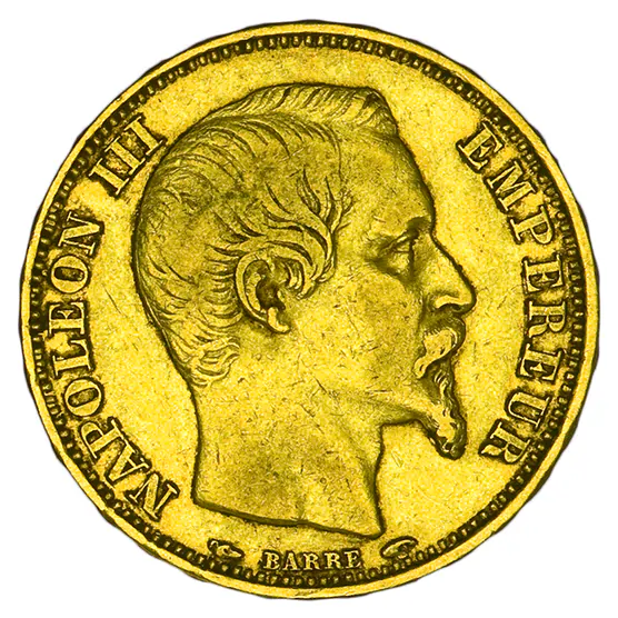 Goldmünze 20 Francs Frankreich Napoleon ohne Kranz_1